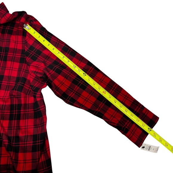 Talbots Womens 3X Red Black Plaid Button Down Top Christmas Party Holidays NEW - Picture 10 of 13